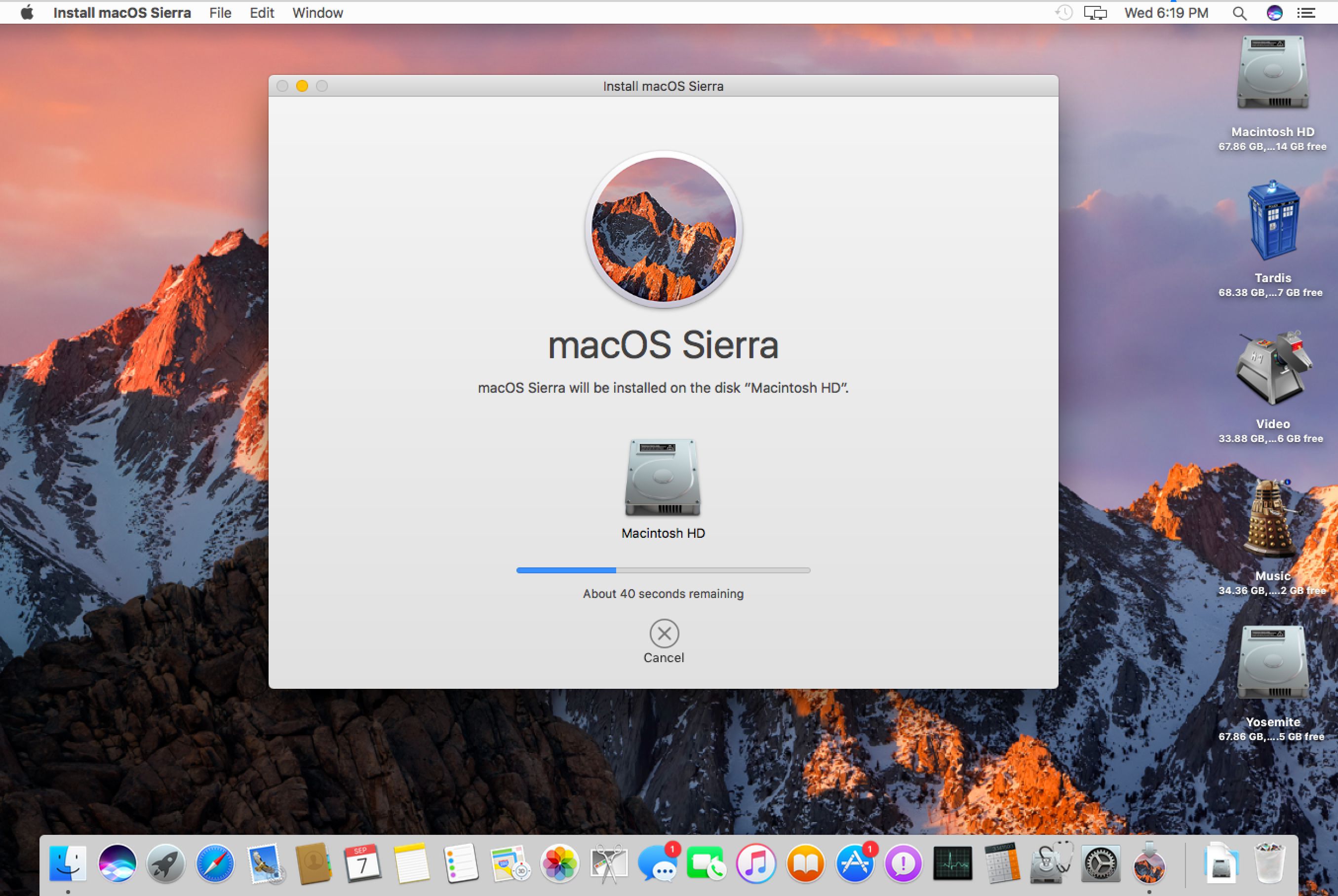 how long does it take for mac os sierra to download